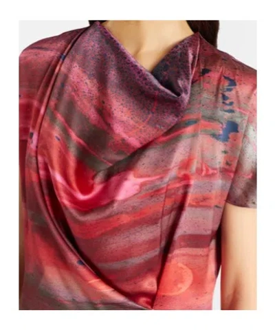 Roksanda Printed Draped Silk Satin Top In Red