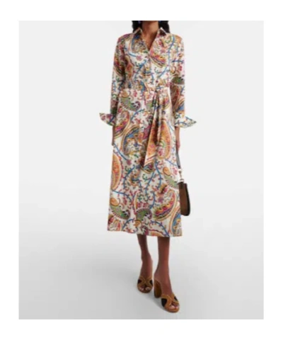 Etro Belted Paisley-print Cotton-voile Midi Shirt Dress In Multi