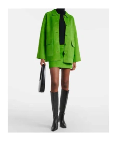 Staud Crest Suede Mini Skirt In Green