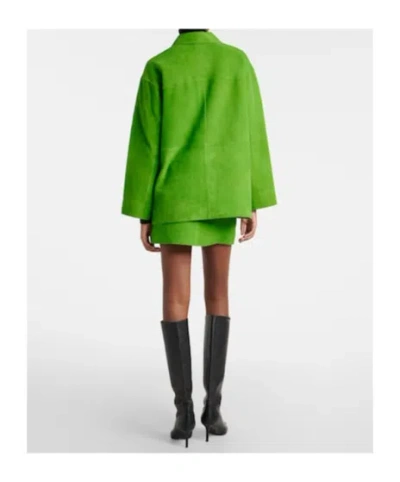 Staud Crest Suede Mini Skirt In Green