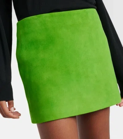 Staud Crest Suede Mini Skirt In Green