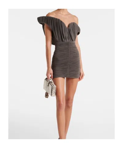 Magda Butrym Sculptural One-shoulder Mini Dress With Rose Petal Detail In Black