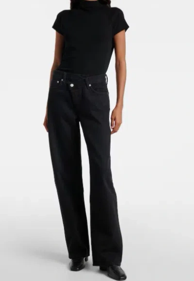 Agolde Arc Criss Cross Asymmetric Straight-leg Jeans In Black