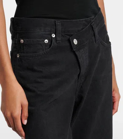 Agolde Arc Criss Cross Asymmetric Straight-leg Jeans In Black