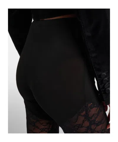 Nina Ricci Patchwork Leggings Lace Panels Sheer Waistband In Black