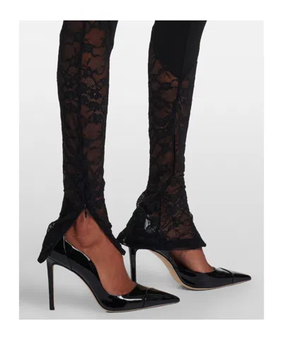 Nina Ricci Patchwork Leggings Lace Panels Sheer Waistband In Black