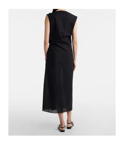 Jacquemus Drap Cotton-blend Poplin Midi Dress In Black