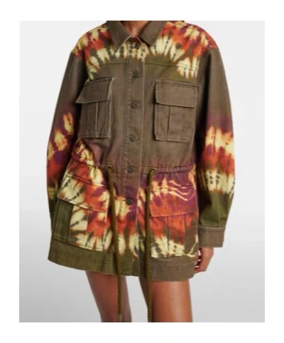 Alemais Marilyn Tie-dye Denim Utility Jacket In Green