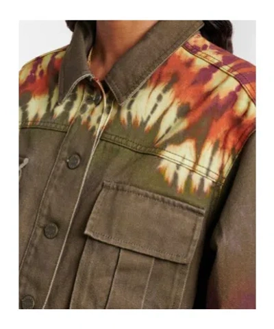 Alemais Marilyn Tie-dye Denim Utility Jacket In Green