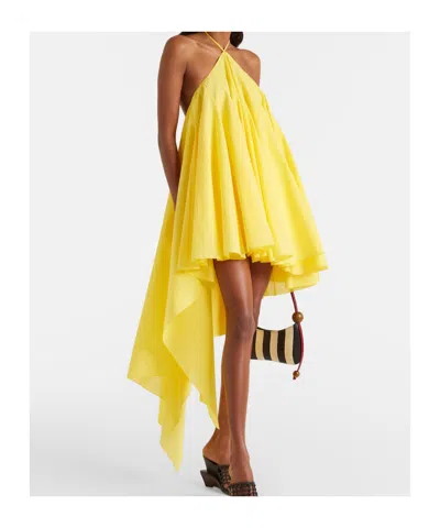 Jacquemus Neutral Mini Triangle Halter Neckline Dress In Yellow