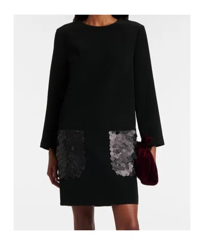 Joseph Bixio Sequined Satin Twill Minidress In Black