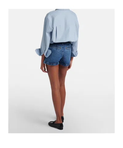Frame Button-embellished Patch-pocket Shorts In Blue