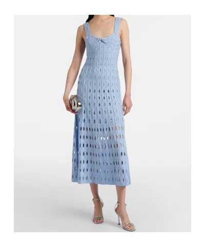 Simkhai Christina Knit Twist-front Midi Dress In Blue