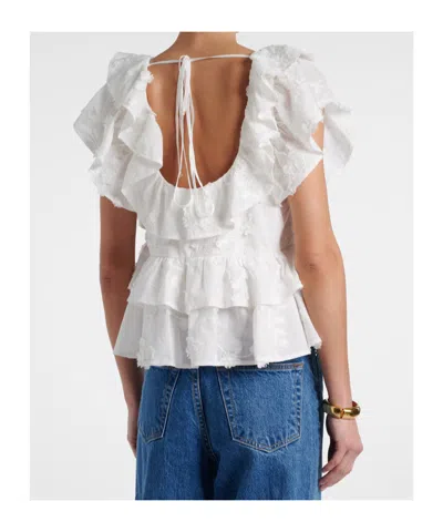 Dorothee Schumacher Slees Embroidered Ruffled Cotton Top In White