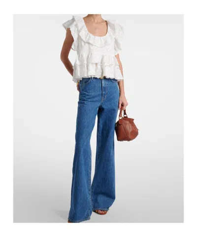Dorothee Schumacher Slees Embroidered Ruffled Cotton Top In White