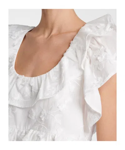 Dorothee Schumacher Slees Embroidered Ruffled Cotton Top In White