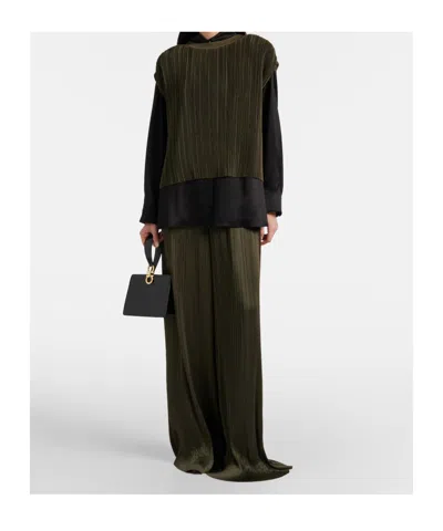 Joseph Cedre Pleated Satin Top In Green