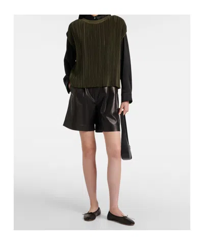 Joseph Cedre Pleated Satin Top In Green