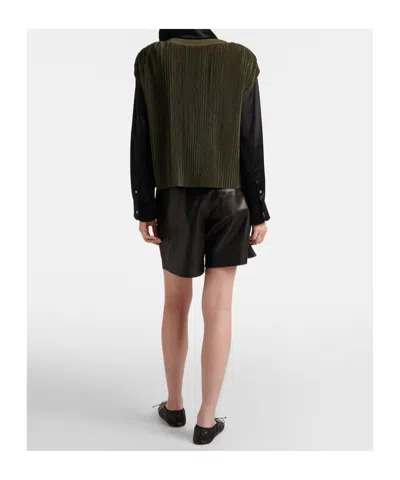 Joseph Cedre Pleated Satin Top In Green
