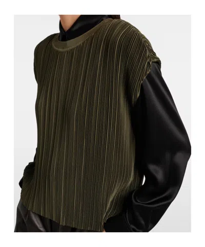 Joseph Cedre Pleated Satin Top In Green
