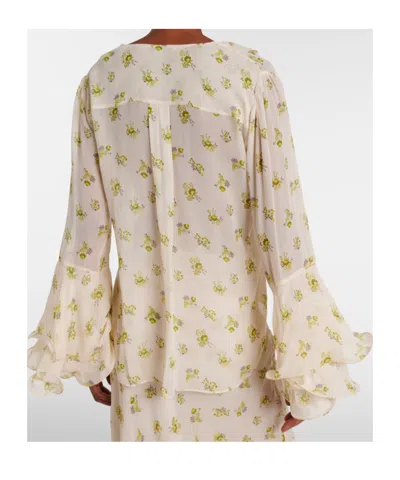 Dorothee Schumacher Printed Georgette Blouse With Ruffle Cuffs In Neutral