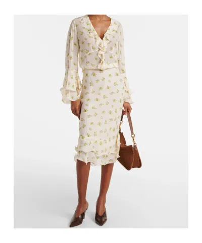 Dorothee Schumacher Printed Georgette Blouse With Ruffle Cuffs In Neutral
