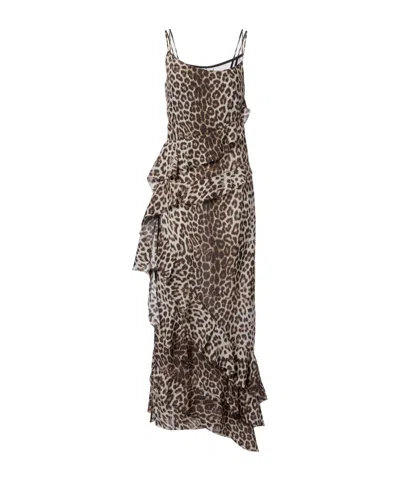 Jacques Wei Leopard-print Draped Silk Maxi Dress In Multi