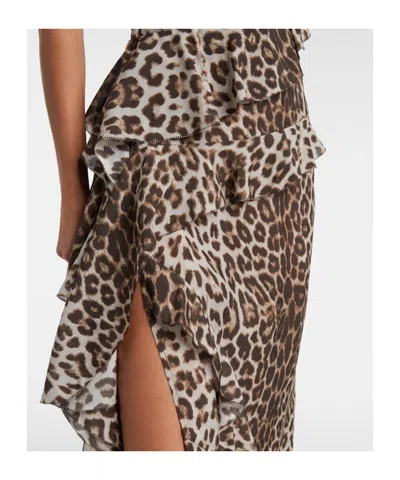 Jacques Wei Leopard-print Draped Silk Maxi Dress In Multi