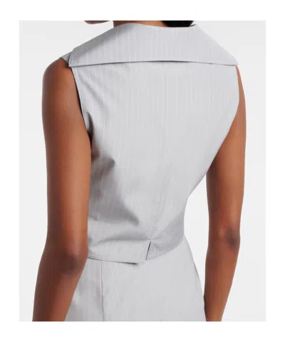 Vivienne Westwood Meryl Waistcoat Pinstripe Shirting Grey 46 Women In White