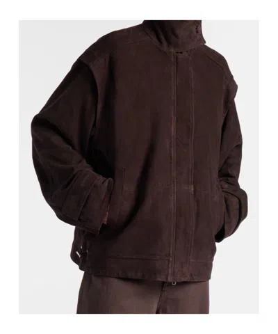 Rotate Birger Christensen Kamala Oversized Suede Jacket In Burgundy