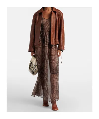 Jacques Wei Long-sleeved Leather Jacket In Brown