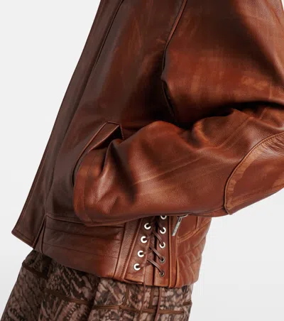 Jacques Wei Long-sleeved Leather Jacket In Brown