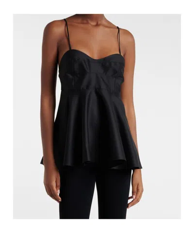 Rohe Paneled Duchesse-satin Peplum Bustier Top In Black