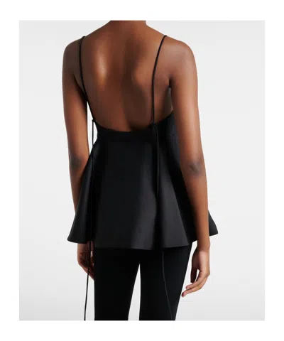 Rohe Paneled Duchesse-satin Peplum Bustier Top In Black