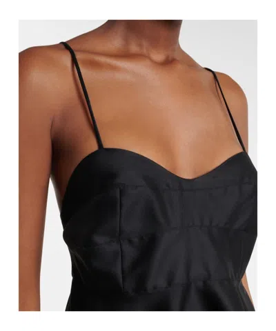 Rohe Paneled Duchesse-satin Peplum Bustier Top In Black