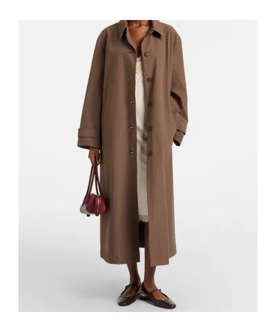 Rohe Checked Belted Coat In Brown