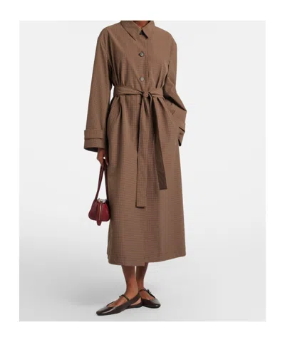 Rohe Checked Belted Coat In Brown