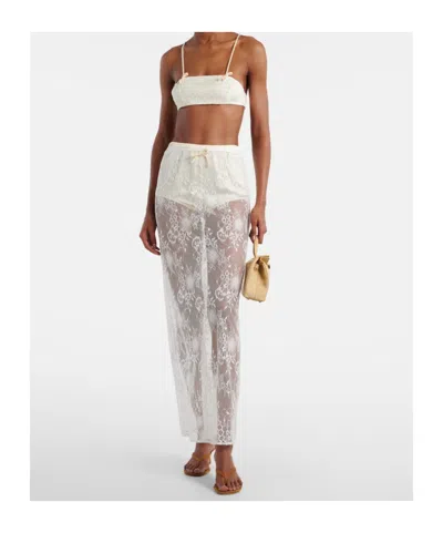 Aya Muse Eteri Bow-detail Floral Lace Midi Skirt In White
