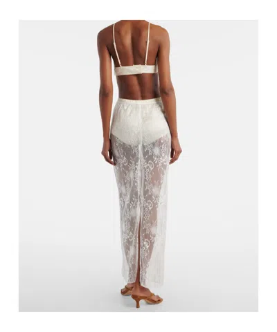 Aya Muse Eteri Bow-detail Floral Lace Midi Skirt In White