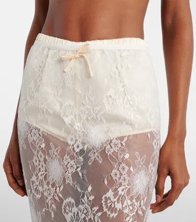 Aya Muse Eteri Bow-detail Floral Lace Midi Skirt In White