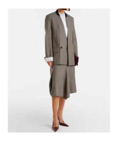 Victoria Beckham Asymmetric Virgin Wool Midi Skirt In Animal Print