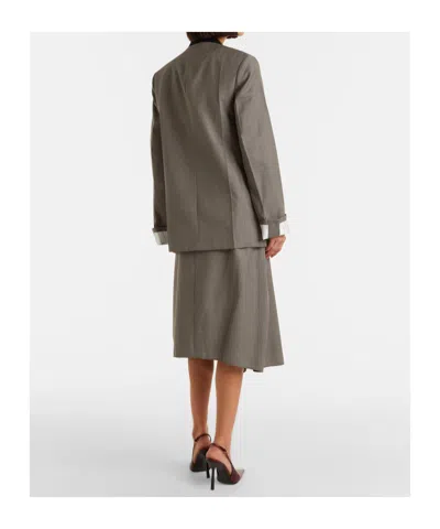 Victoria Beckham Asymmetric Virgin Wool Midi Skirt In Animal Print