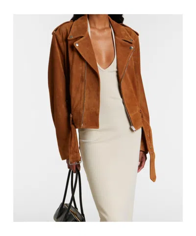 Nili Lotan Evel Zipper Motorcycle Jacket In Brown