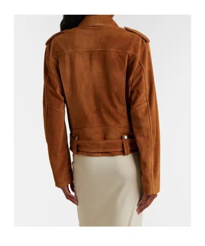 Nili Lotan Evel Zipper Motorcycle Jacket In Brown