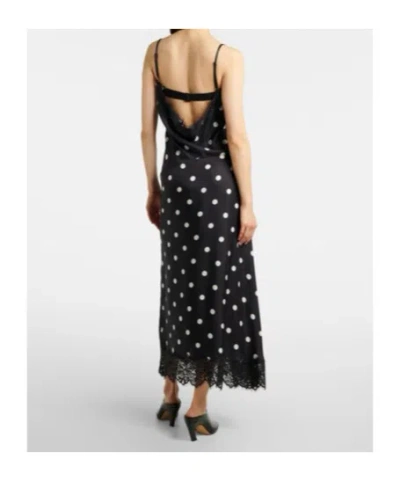 Sportmax Capo Polka Dot Lace Trim Silk Slipdress In Black