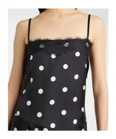 Sportmax Capo Polka Dot Lace Trim Silk Slipdress In Black