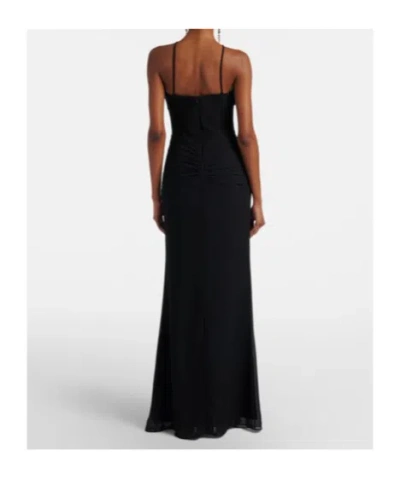 Rebecca Vallance Astros Draped Crystal-trim Halter Gown In Black