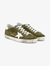 Golden Goose Olive Green Distressed Superstar Sneakers