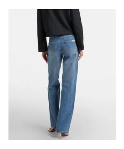 Self-portrait Straight-leg Jeans With All-over Rhinestones In Blue