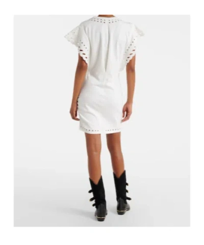 Isabel Marant Étoile Orlane Eyelet Ruffle-sleeve Mini T-shirt Dress In White